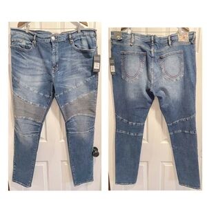 NWT True Religion ROCCO Moto Jeans Medium Sonic Indigo size 44 NEW